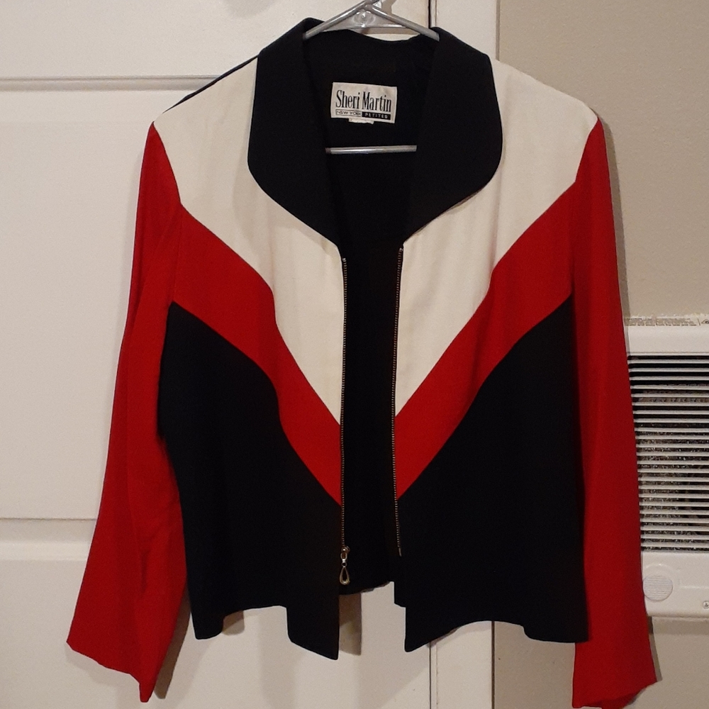 Red white and black jacket
